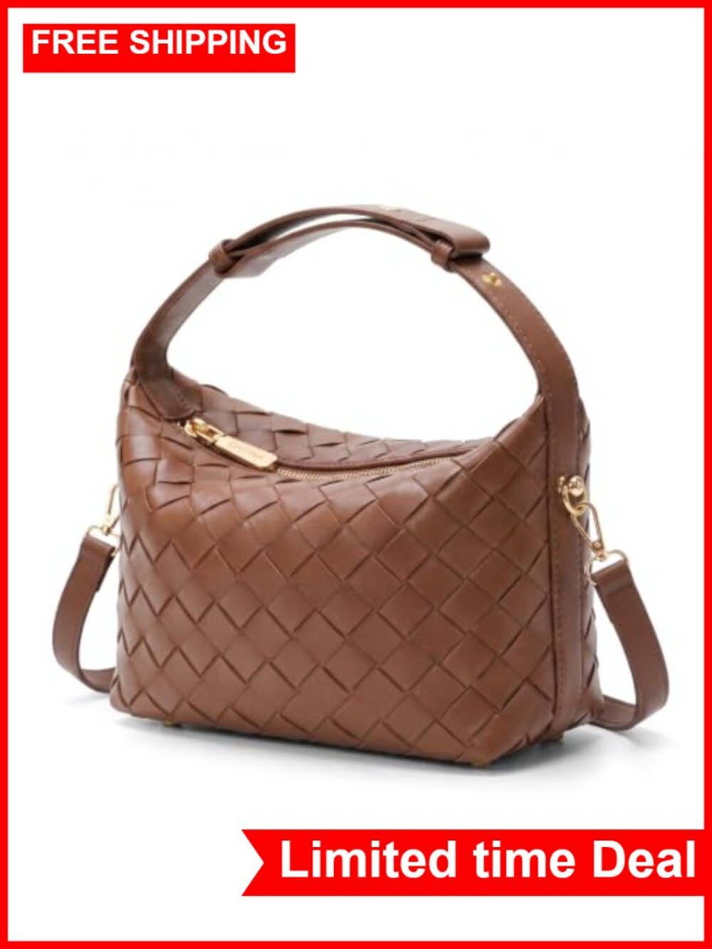 Woven Faux Suede Hobo Handbag Shoulder Bag Women's Purse Adjustable Strap